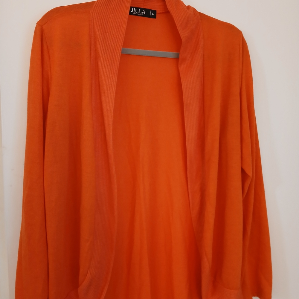 Orange Open-Front Cardigan Sweater